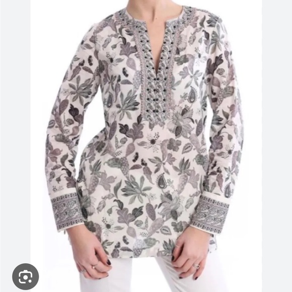 Tory Burch Embellished Floral Print Tunic - Picture 1 of 5